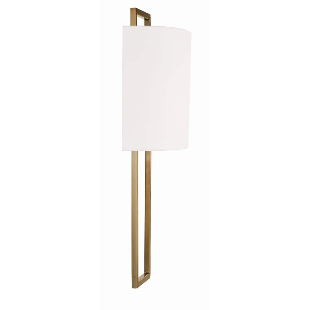 Elegant Vibrant Gold Dimmable Wall Sconce with White Silk Shade