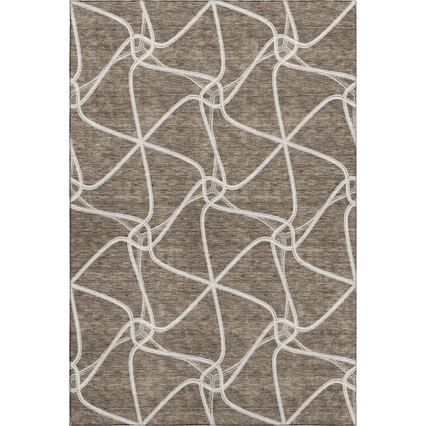 Addison Rugs Mayfield Premium Machine Washable Abstract AMF948 Brown 9 ft. x 12 ft. Area Rug