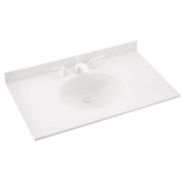 D Solid Surface Vanity Top With Sink, Solid Surface Vanity Tops Home Depot