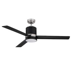 ALLURE 52 in. Integrated LED Indoor Black Ceiling Fan with White Polycarbonate (PC) Plastic Shade