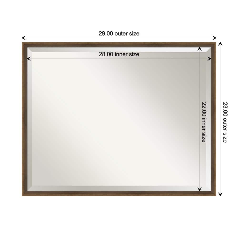 29" x 23" Bronze Beveled Wood Bathroom Vanity Mirror