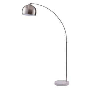 Arquer Arc Floor Lamp with Marble Base, Nickle Finished Shade