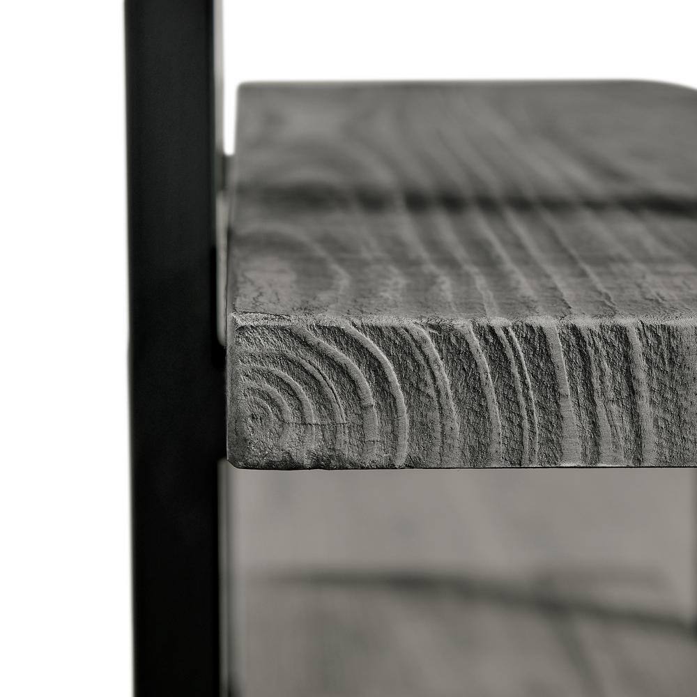 Pomona Slate Gray Metal and Wood 2-Shelf End Table