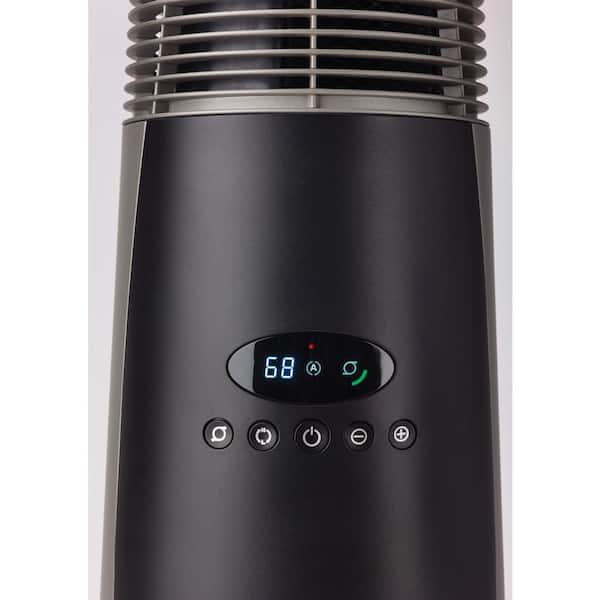 Full-Circle Warmth 1500W 22 in. Electric Oscillating Forced Air Ceramic Tower Space Heater in Black, 2-Speeds, Remote