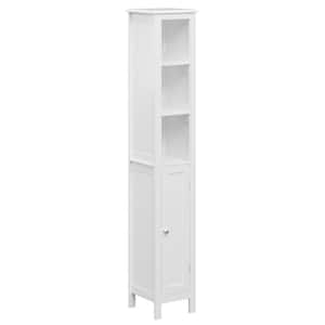 11.8 in. W x 11.8 in. D x 67 in. H Freestanding White Linen Cabinet with 1-Doors Anti-Tip