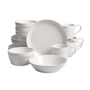 Milbrook 16-pieces Round Stoneware Dinnerware Set in White