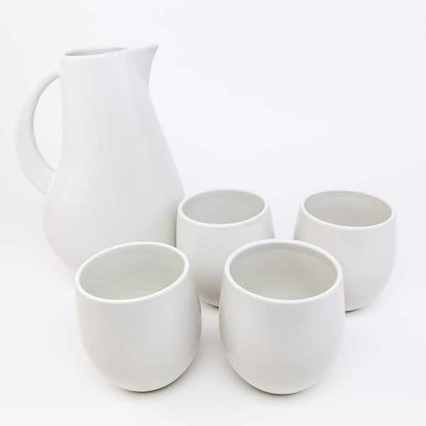 Carthage.Co La Marsa 5-Piece Large Ceramic Goblet Set, Chalk