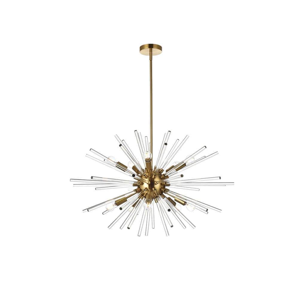 Timeless Home 32 in. 10-Light Gold Pendant Light