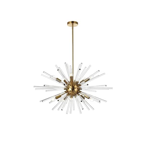 Unbranded Timeless Home 32 in. 10-Light Gold Pendant Light