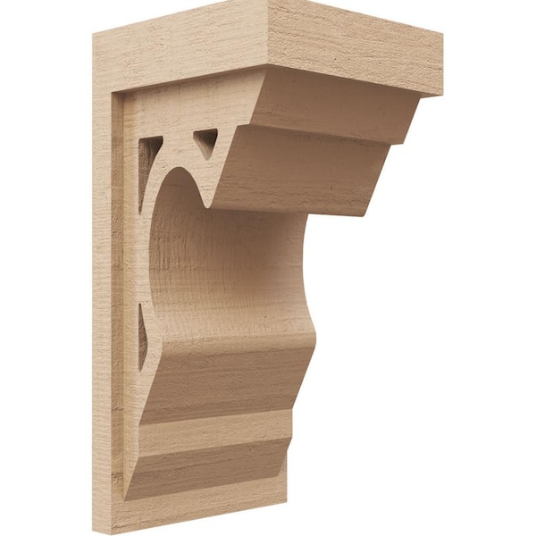 Ekena Millwork 8 in. x 16 in. x 8 in. Wide Sheridan Rough Cedar Woodgrain TimberThane Corbel, Primed Tan