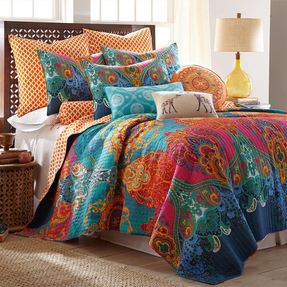 Levtex Home Mackenzie 3 Piece Multicolored Bohemian Cotton Fullqueen Quilt Set L71600fqs The