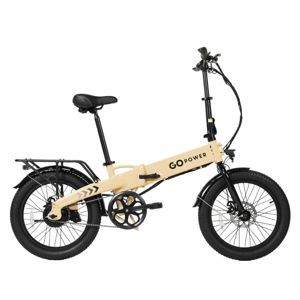 Go Power GoPowerBike GoVolt Folding Electric Bike 500W Motor 20mph Max Speed 45+ Mile Range - Sand