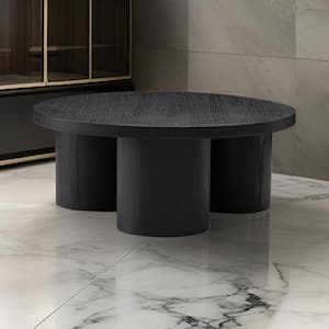 Cid Smith 35.5 in. Black Round Wood Coffee Table with Modern, Contemporary Style