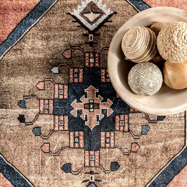 nuLOOM Katana Collage Washable Rust 6 ft. x 9 ft. Indoor Area Rug