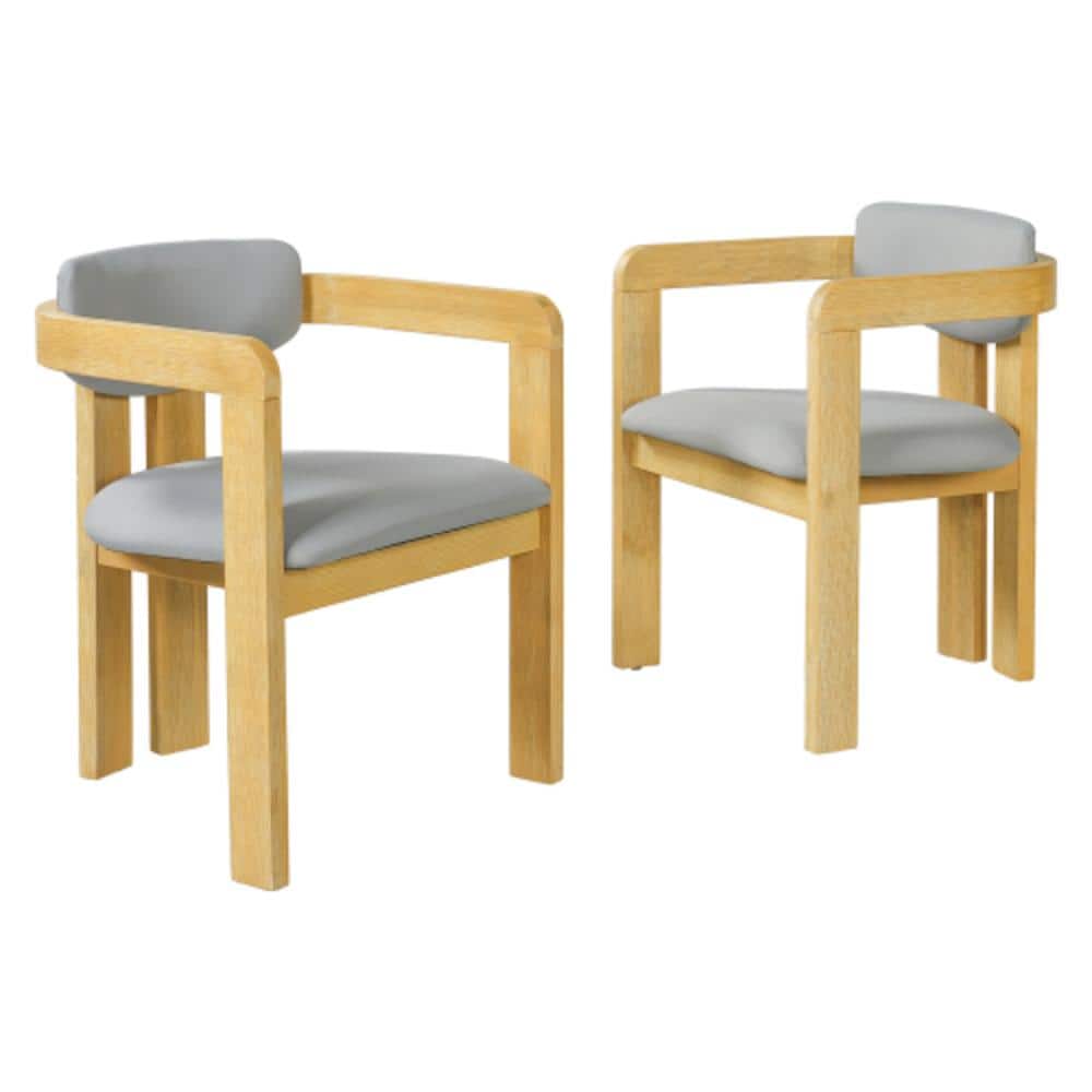 Set of 2 Acacia Wood Outdoor Dining Chairs with Grey Cushions, Weather-Resistant price history on PriceWatchPro