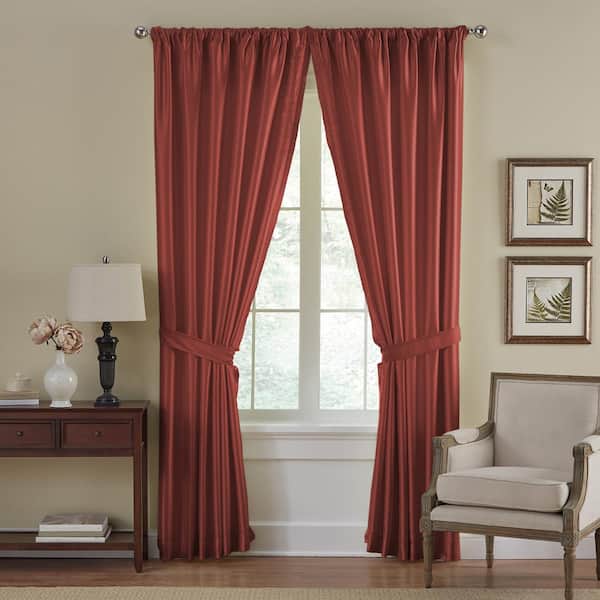 Elrene Rouge Faux Silk Rod Pocket Blackout Curtain - 52 in. W x 108 in. L