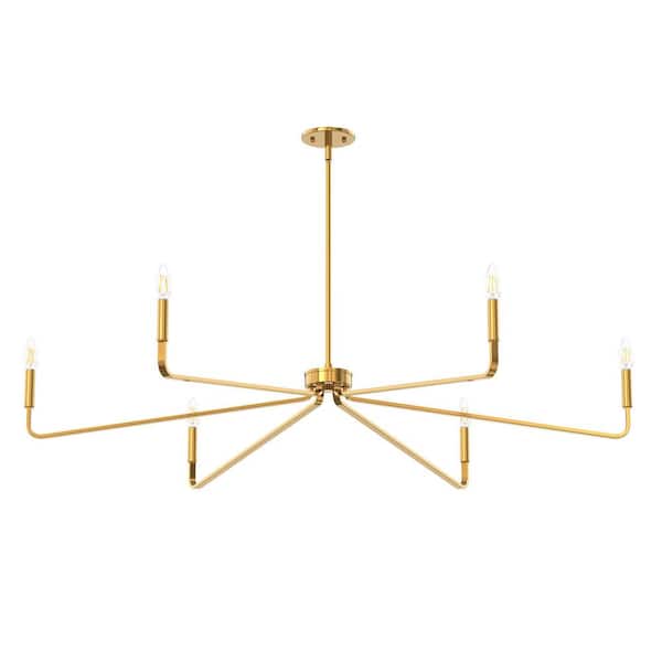 新品24-25NOVEMBER ARTISVE145cm Emeritpro 6-Light Modern Brass Candle Chandelier, Single-Tier