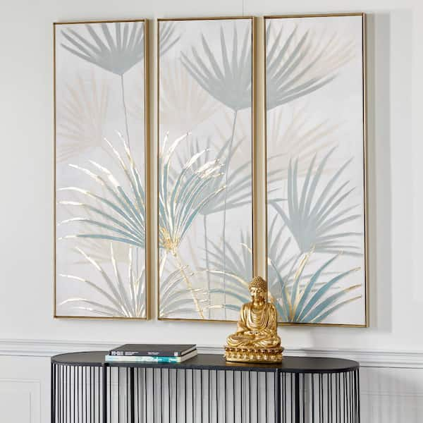 framed palm leaf wall art