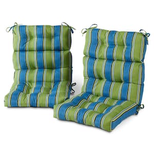 22 in. x 44 in. Outdoor High Back Dining Chair Cushion in Cayman Stripe (2-Pack)