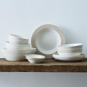 Khaki Hammock 7-1/2 in., 27 fl. oz. Khaki Porcelain Cereal Bowls (Set of 4)
