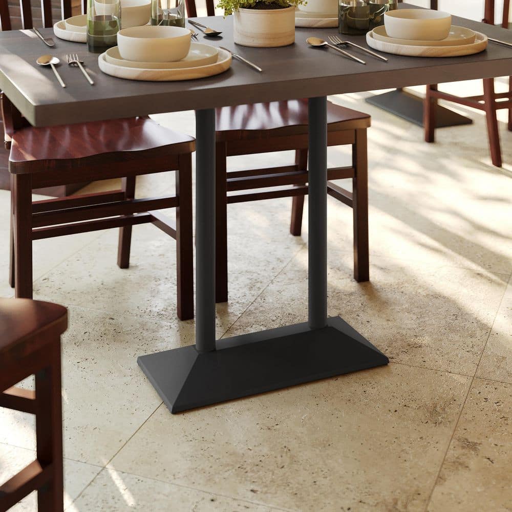 Palis Black Steel 27 in. Indoor/Outdoor Dining Height Double Column Table Base Only Dining Table Seats 4