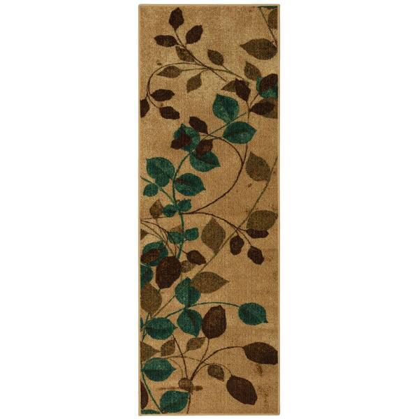 Mohawk Home Plum Vine Tan 2 ft. x 5 ft. Machine Washable Contemporary Runner Rug