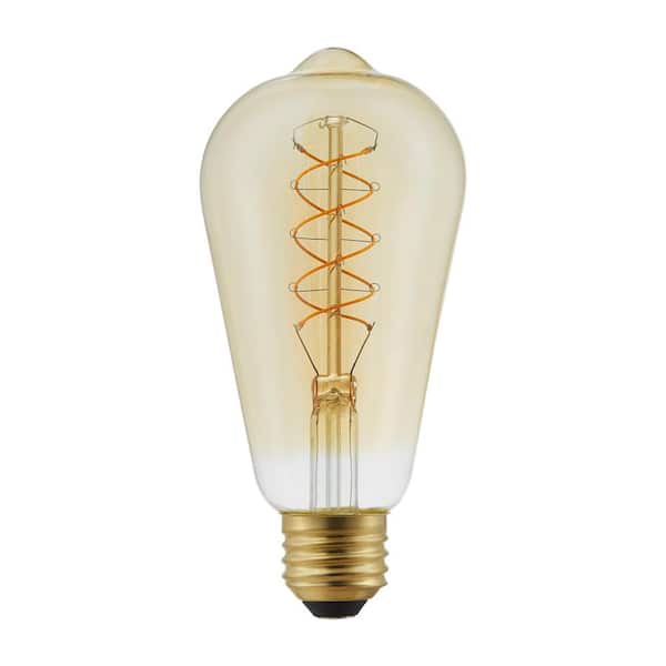 EcoSmart 40-Watt Equivalent ST19 Dimmable Fine Bendy Filament LED Vintage Edison Light Bulb Amber (1-Pack)