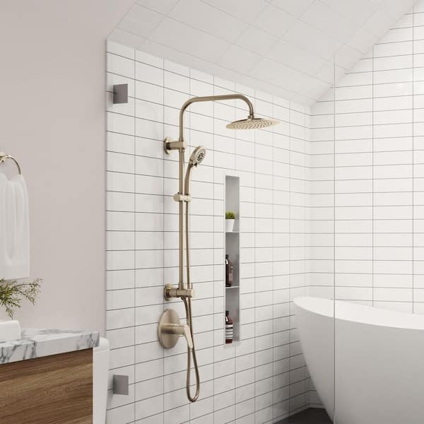 Seabreeze 4-Spray 2.5 GPM 8 in. Wall Mount Dual Shower Heads in Brushed Nickel