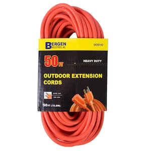 50 ft. 14/3 SJTW 15 Amp/125-Volt Outdoor Single Receptacle Extension Cord, Orange