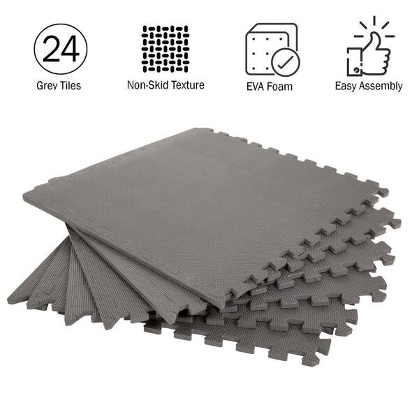 Fleming Supply 24-in W x 24-in L x 5.1-in T Interlocking Foam Gym Floor  Tile (24-sq ft) in the Gym Flooring department at