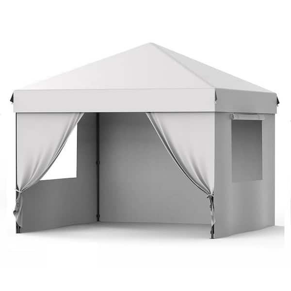 10 ft. x 10 ft. Instant Pop Up Canopy Tent Sun Shelter in Gray with 4 Removable Sidewalls and Adjustable Height