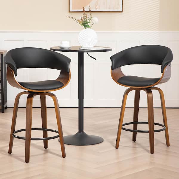 Beale 26in. Black Wood Counter Stool with Faux Leather Seat 1 (Set of Included)