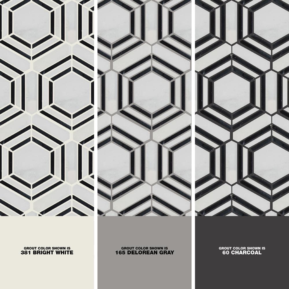 Bianco Hexagon Polished Marble Mosaic Tile Sheet