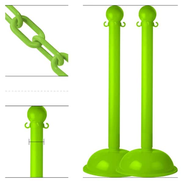 Safety Green Heavy Duty Stanchion & Chain Kit (2-Pack)