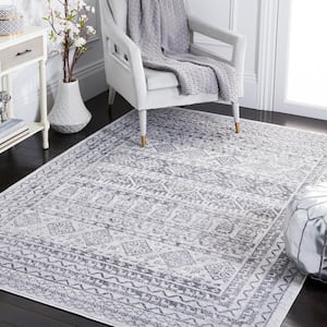Toscana Gray/Ivory 8 ft. x 10 ft. Floral Distressed Area Rug