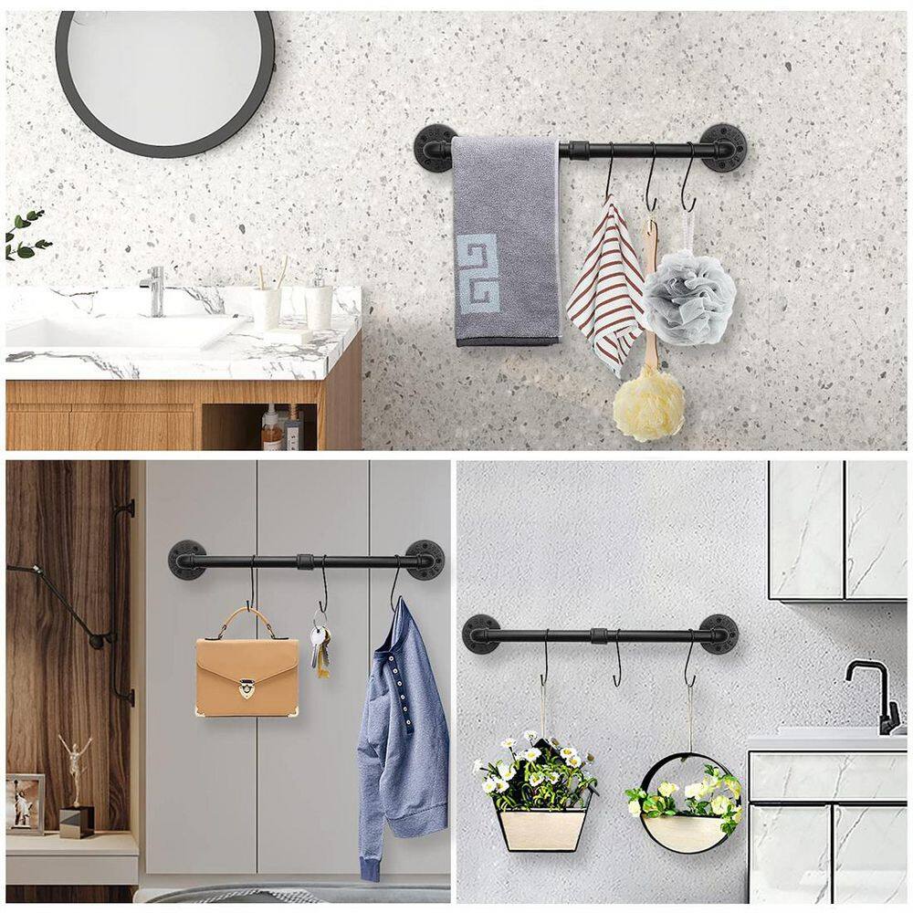 Matte Black Industrial Wall Mounted 18" Towel Bar