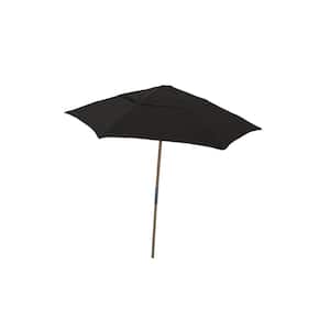 7.5 ft. Wood Outdoor Beach Umbrella with Black Spun Acrylic