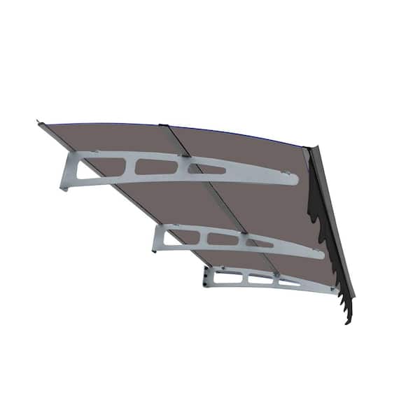 Nivencai WeatherGuard 79 in. Polycarbonate Awning with Valance and Aluminum Frame, Ideal for Wooden Wall Installation
