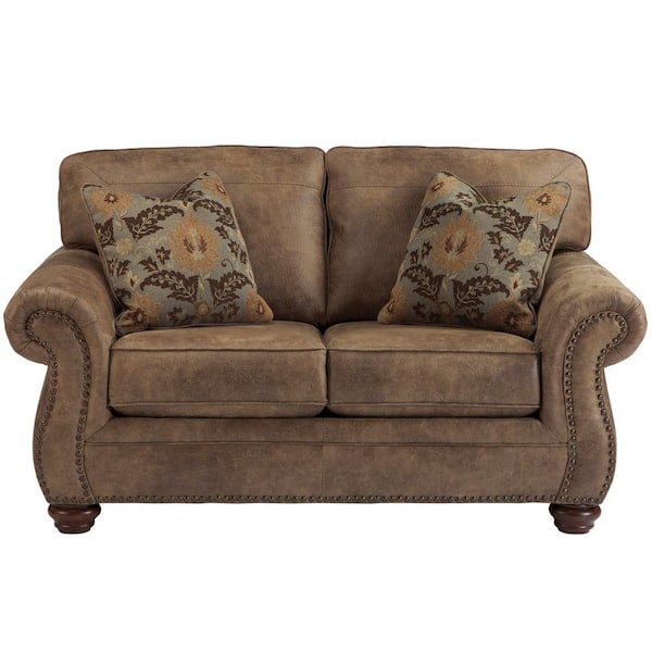 Flash Furniture 66 in. Earth Faux Leather 2-Seater Loveseat with Square Arms