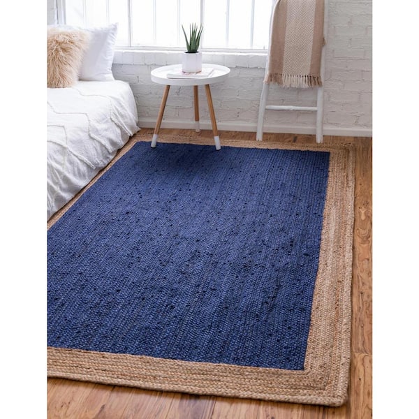 Braided Jute Goa Navy Blue 4 ft. 1 in. x 6 ft. 1 in. Area Rug