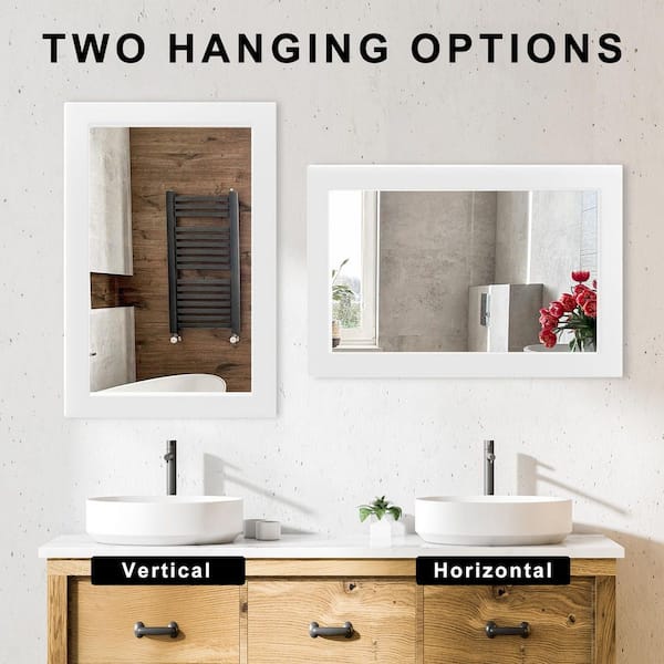 Sxiawe 30 in. W x 40 in. H Simple Rectangular White Wood Frame
