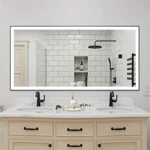 MOC 72 in. W x 36 in. H Large Rectangular Framed LED Lighted Wall Mount Bathroom Vanity Mirror with Memory Function