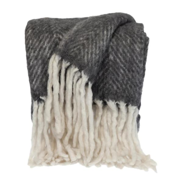 HomeRoots Charlie Black and White Abstract Acrylic Throw Blanket