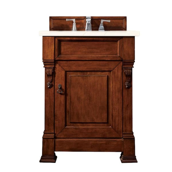 James Martin Vanities Brookfield 26 in. W x 23.5 in. D x 34.3 in. H Bath Vanity in Warm Cherry with Eternal Marfil Quartz Top