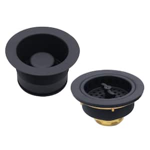 COMBO PACK 3-1/2 in. Wing Nut Style Kitchen Sink Strainer and Waste Disposal Drain Flange with Stopper, Matte Black