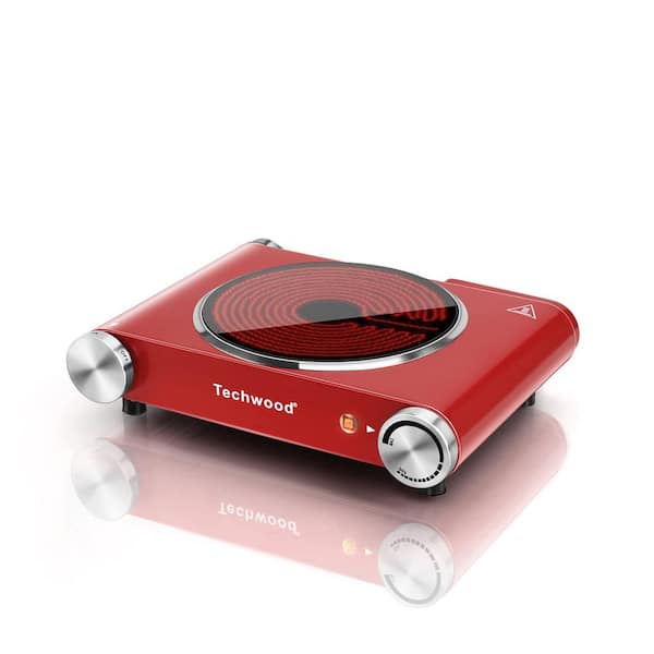 Elexnux Portable 2-Burner 7.4 in. Red Electric Stove 1801-Watt Hot
