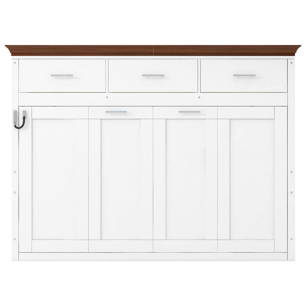 White Wood Frame Twin Murphy Bed with 3 Drawers - thumbnail 4