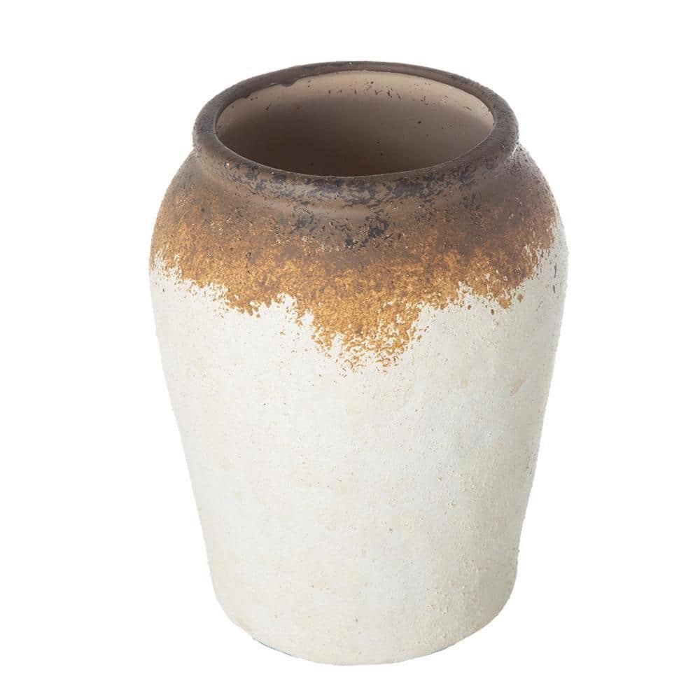 "10"" Brown And White Color Block Ceramic Round Jug Vase" price history on PriceWatchPro