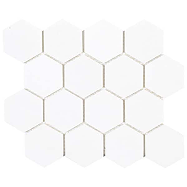 Jeffrey Court Dream Hex White 10.875 in. x 9.5 in. Honed Marble Wall and Floor Mosaic Tile (7.17 sq. ft./Case)