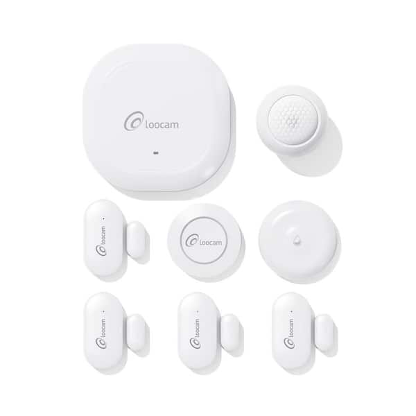 Wireless Home Security System 8-Piece, Smart Hub, Door Window Sensor, Water Leak Sensor, PIR Motion Sensor, Smart Button